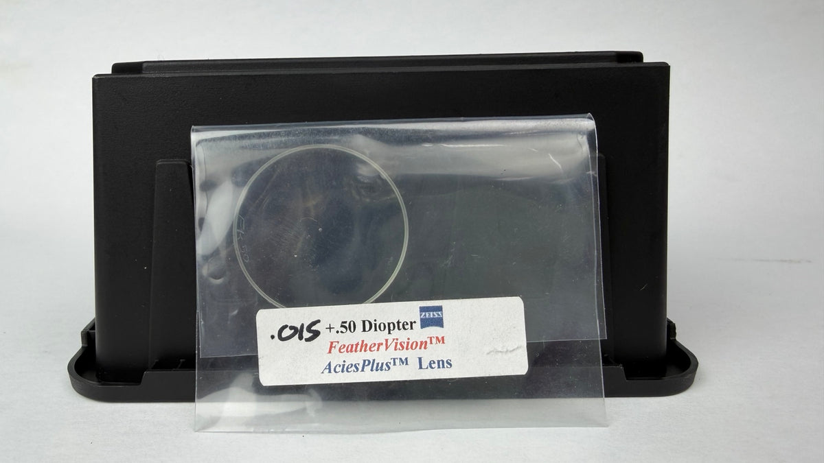 Feather Vision Acies Plus lens 1-1/8 inch +.50 diopter .015 inch center drill