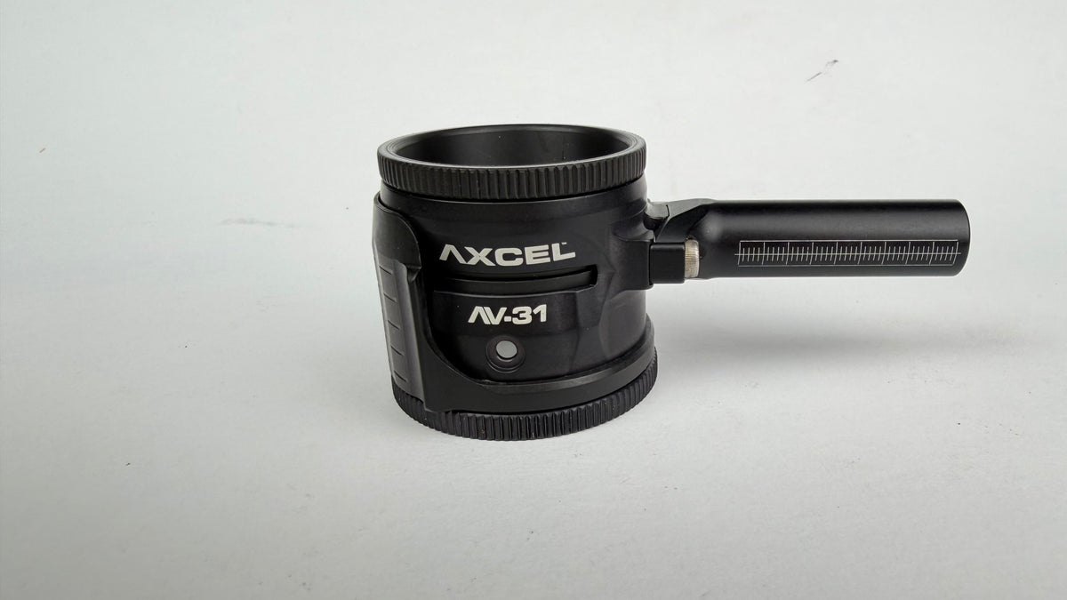 Axcel AV-31 archery scope with sun shade side view