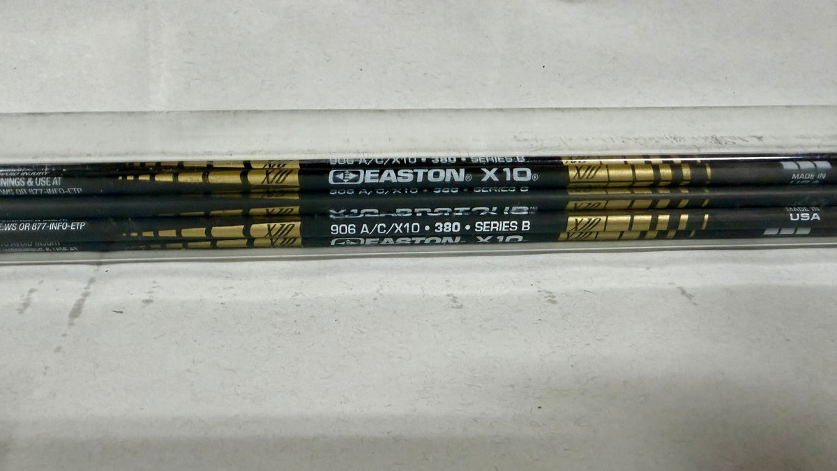 Easton X10 ProTour 380 spine — original shaft markings